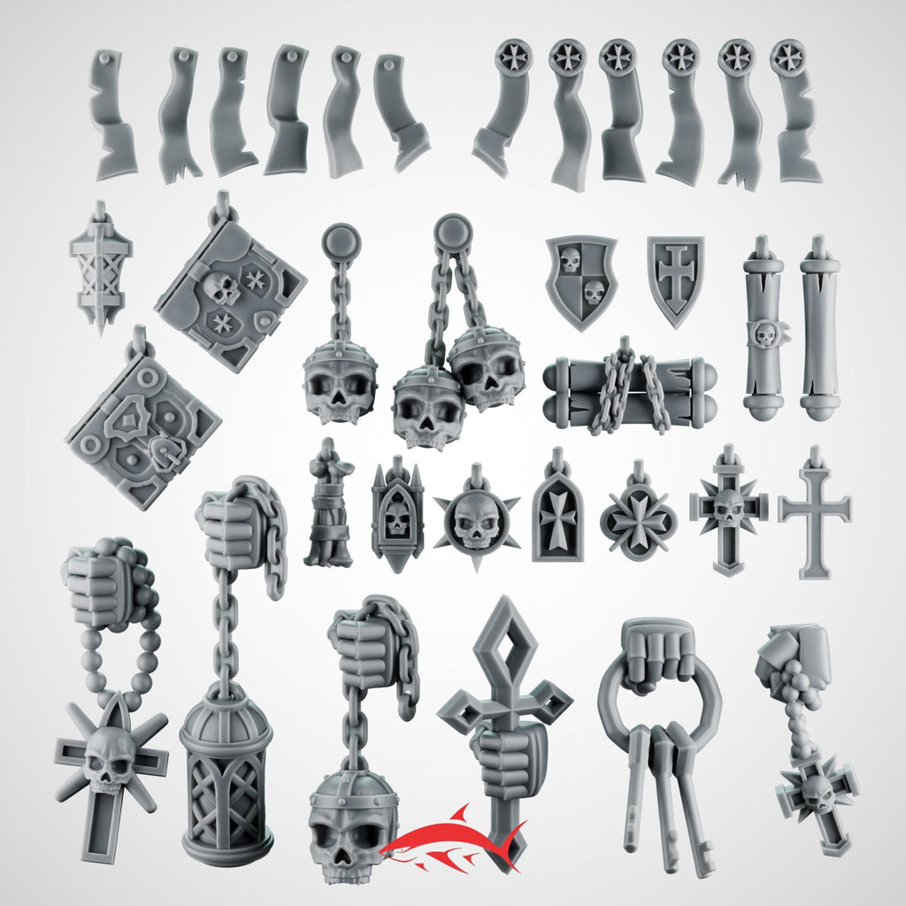40 Black Crusader Accessories – Purity Seals, Skulls, Relics & Chains Bits Ultra HD 14K - resin bit - Sharkass