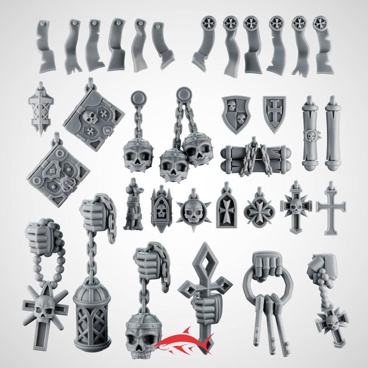 40 Black Crusader Accessories – Purity Seals, Skulls, Relics & Chains Bits Ultra HD 14K - resin bit - Sharkass