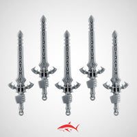 Set 5 - 5 Black Crusader without Chain Swords – Knightly Power Blades - Left - resin bit - Sharkass