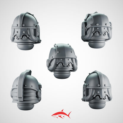 SET 4 - 5 Crusader Helmets – Gothic Heads for Black Faith Warriors – 32mm Kitbash Bits