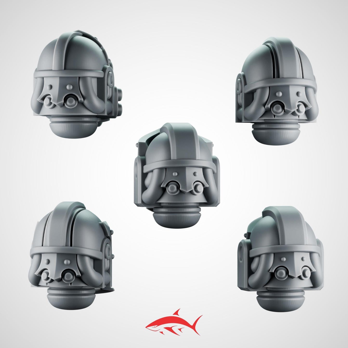 SET 7 - 5 Crusader Helmets – Gothic Heads for Black Faith Warriors – 32mm Kitbash Bits