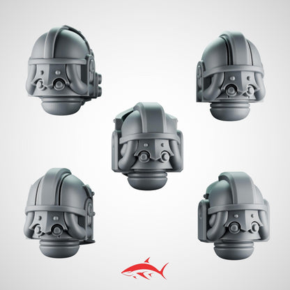 SET 7 - 5 Crusader Helmets – Gothic Heads for Black Faith Warriors – 32mm Kitbash Bits