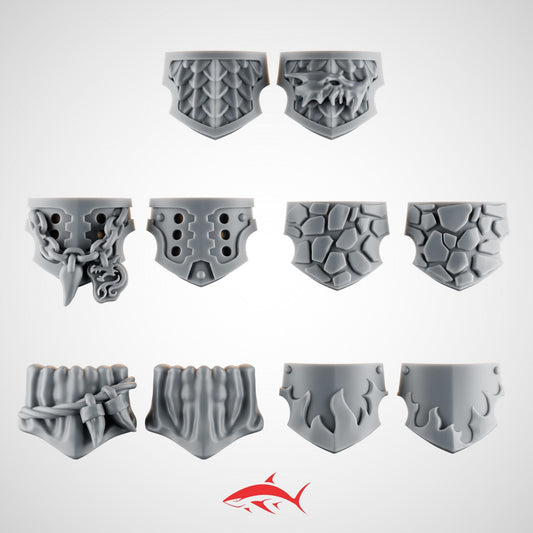 10 Emberforge Hip Guards for Fire Lizard Heavy Guard – Dragon-Scale Plates, Chain Charms & Flame Panels
