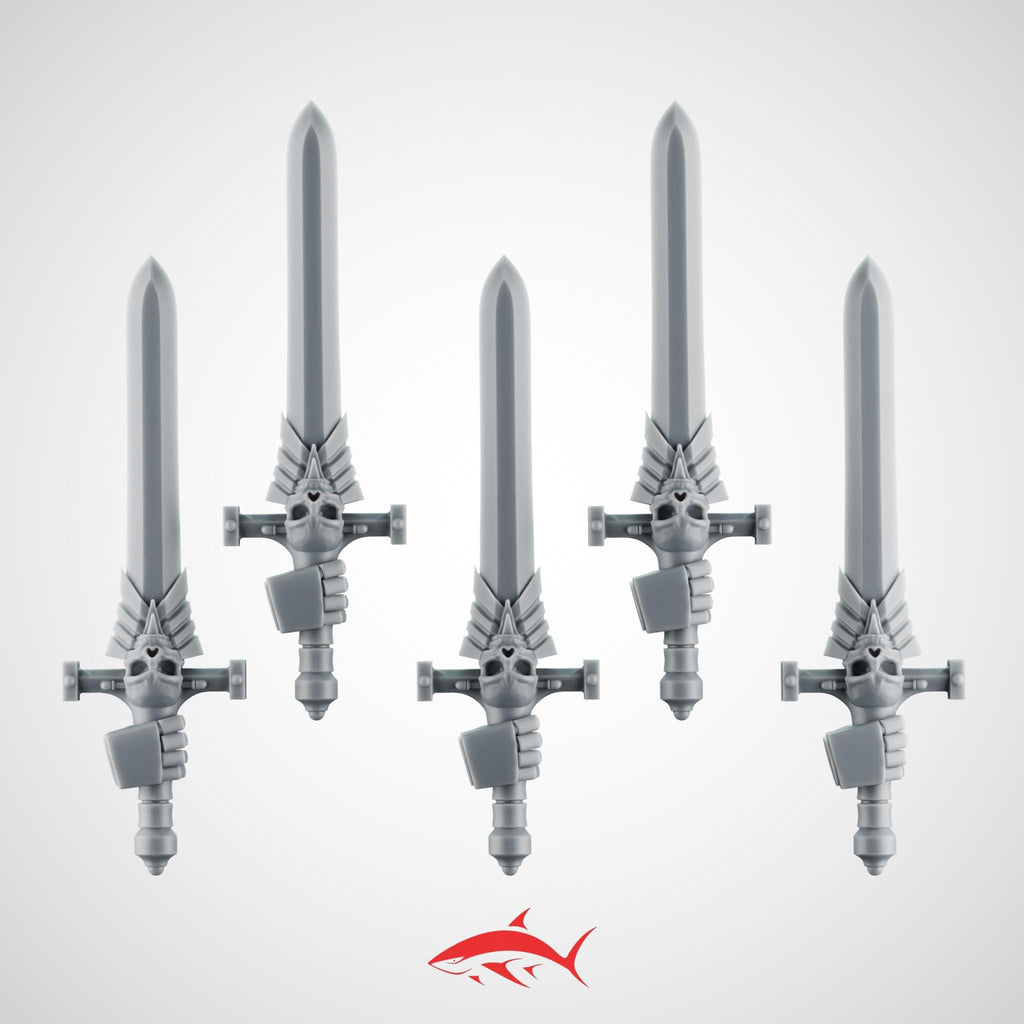 Set 2 - 5 Black Crusader without Chain Swords – Knightly Power Blades - Left - resin bit - Sharkass