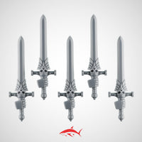 Set 2 - 5 Black Crusader without Chain Swords – Knightly Power Blades - Left - resin bit - Sharkass