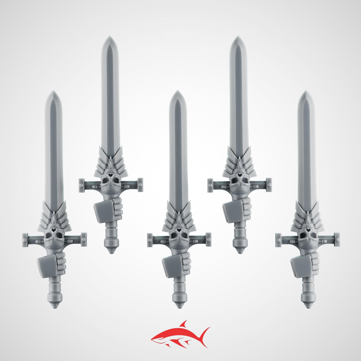 Set 2 - 5 Black Crusader without Chain Swords – Knightly Power Blades - Left - resin bit - Sharkass