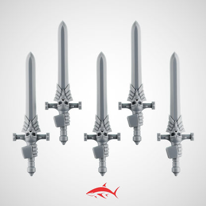 Set 2 - 5 Black Crusader without Chain Swords – Knightly Power Blades – Ultra HD 14K