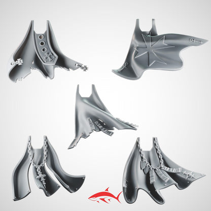 SET 1- Black Crusader Cloak With Cross And Chains - Bits Ultra HD 14K