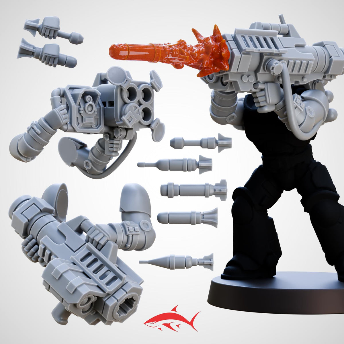 Missile Launcher Generic and Accessories for Demolition Team - 32mm scale resin bit - Sharkass