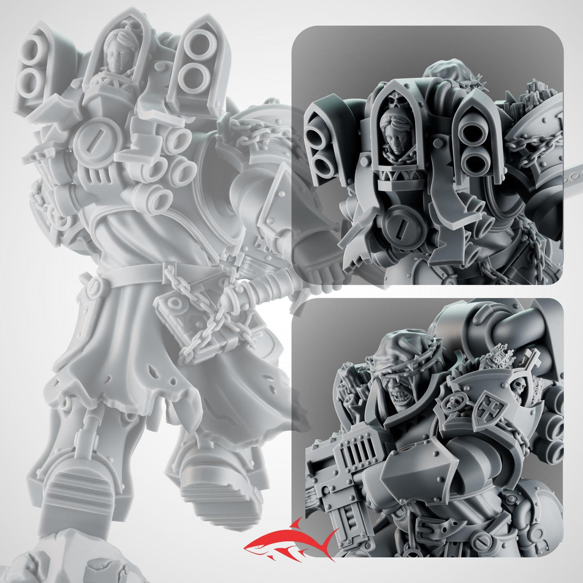 Luceran Veyth — Crusader Hero — Gothic grimdark champion with relic sword and sanctified carbine - resin bit - Sharkass