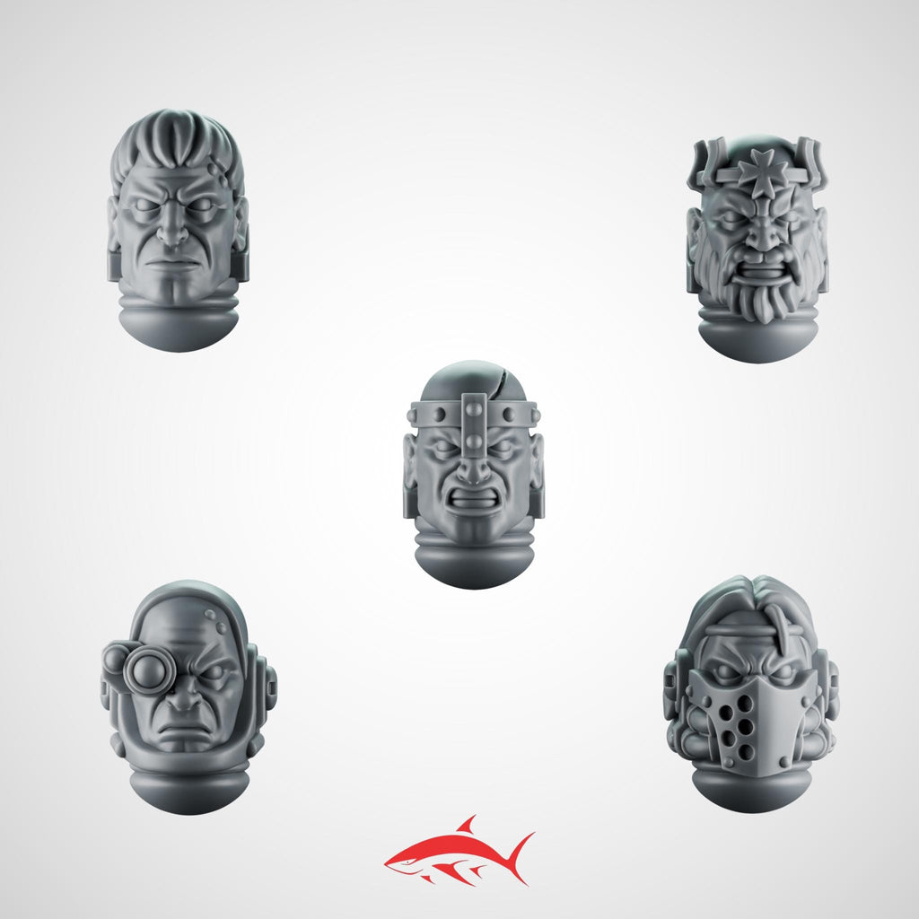 Head Set 1 Heavy Guard Eternal Crusader Greytide - 32mm scale resin bit - Sharkass