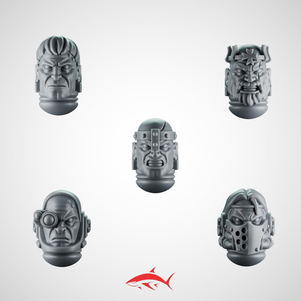 Head Set 1 Heavy Guard Eternal Crusader Greytide - 32mm scale resin bit - Sharkass