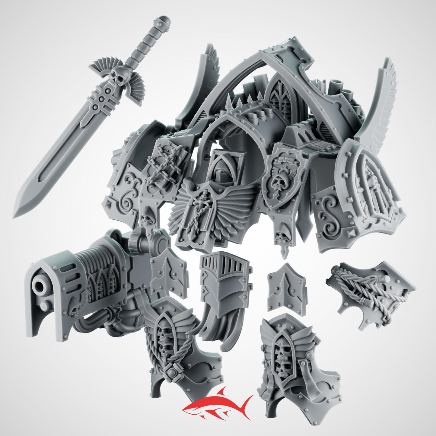 Dread Kit Angel of the Death – Gothic Lion Plates, Wings & Relic Censers – Redemptor-Size Upgrade – Ultra HD 14K Resin [Sharkass Exclusive]
