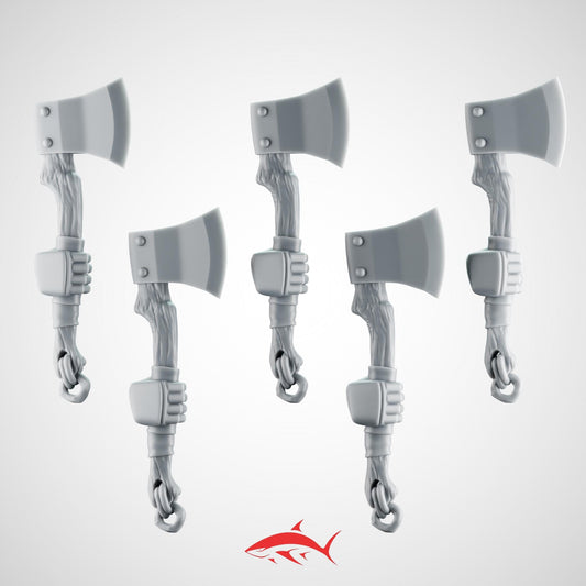 SET1 - 5 Tomahawk–  Battle Axes Generic Melee Weapons Bits Ultra HD 14K