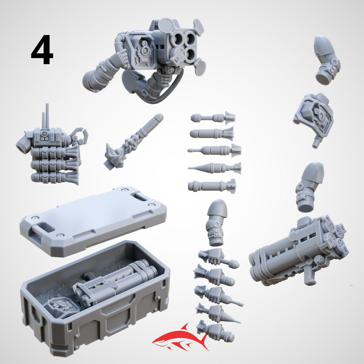 Missile Launcher Generic and Accessories for Demolition Team - 4 - 32mm scale resin bit - Sharkass