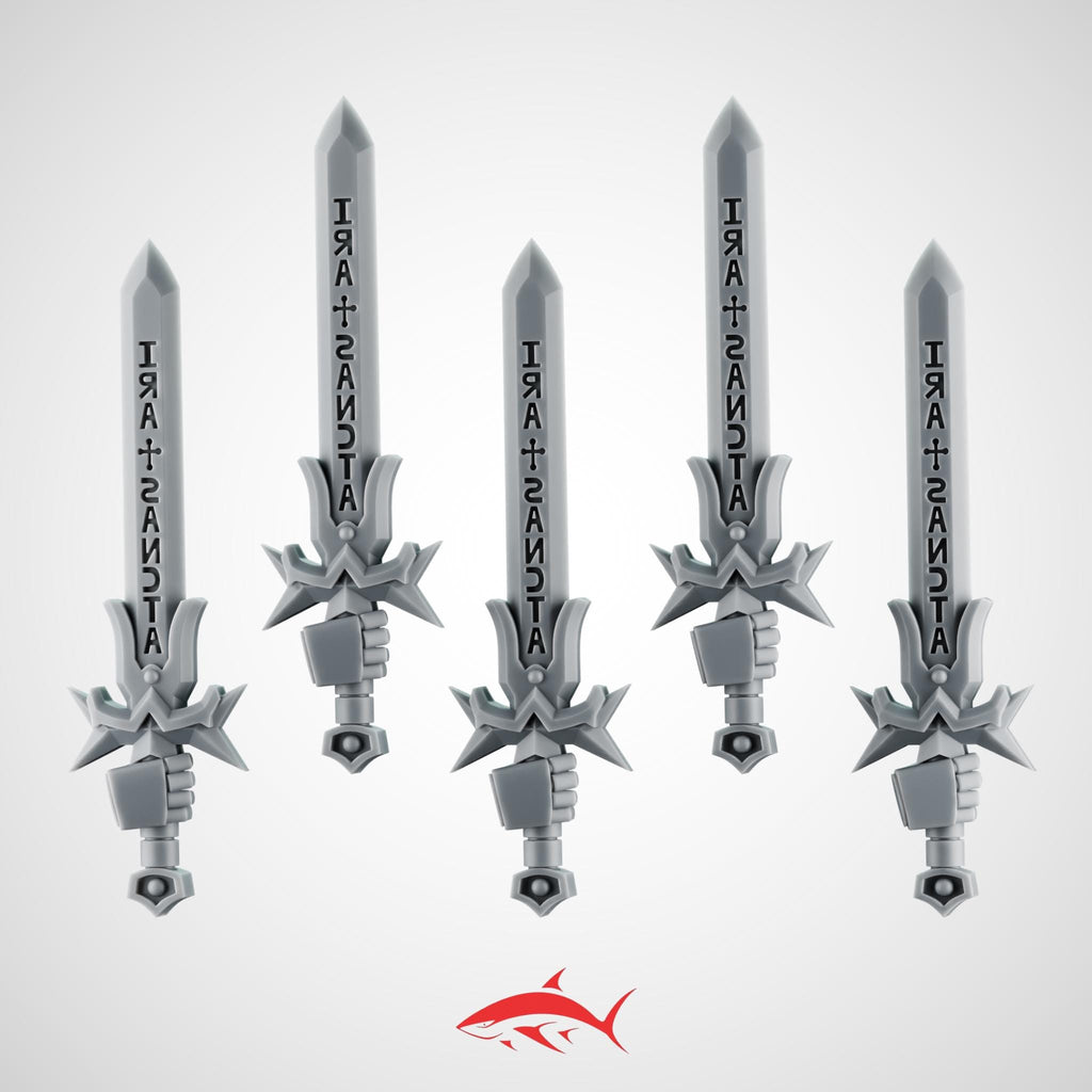 Set 4 - 5 Black Crusader without Chain Swords – Knightly Power Blades - Left - resin bit - Sharkass