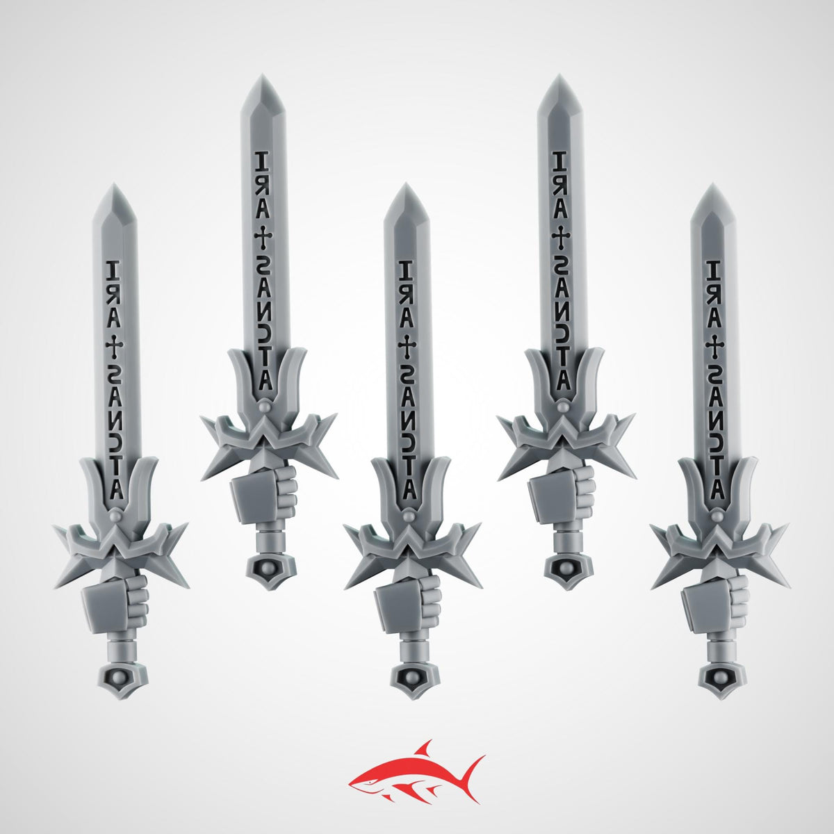 Set 4 - 5 Black Crusader without Chain Swords – Knightly Power Blades - Left - resin bit - Sharkass