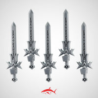 Set 4 - 5 Black Crusader without Chain Swords – Knightly Power Blades - Left - resin bit - Sharkass