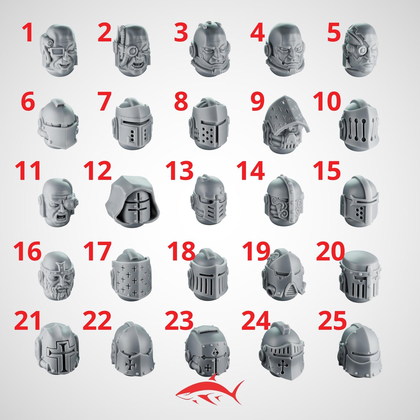 Bundle Of Head For Black Crusader – Wargame Grimdark - Ultra HD 14K