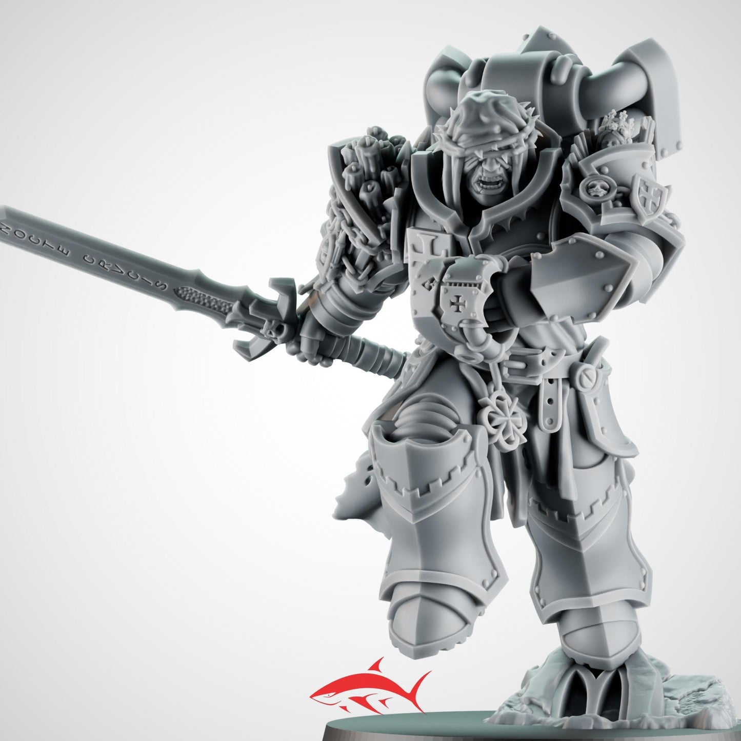 Luceran Veyth — Crusader Hero — Gothic grimdark champion with relic sword and sanctified carbine