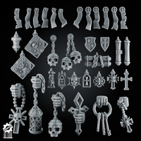 Black Crusaders Religious Accessories – 32mm Heroic Scale – Scrolls, Relics & Iconography - resin bit - Sharkass