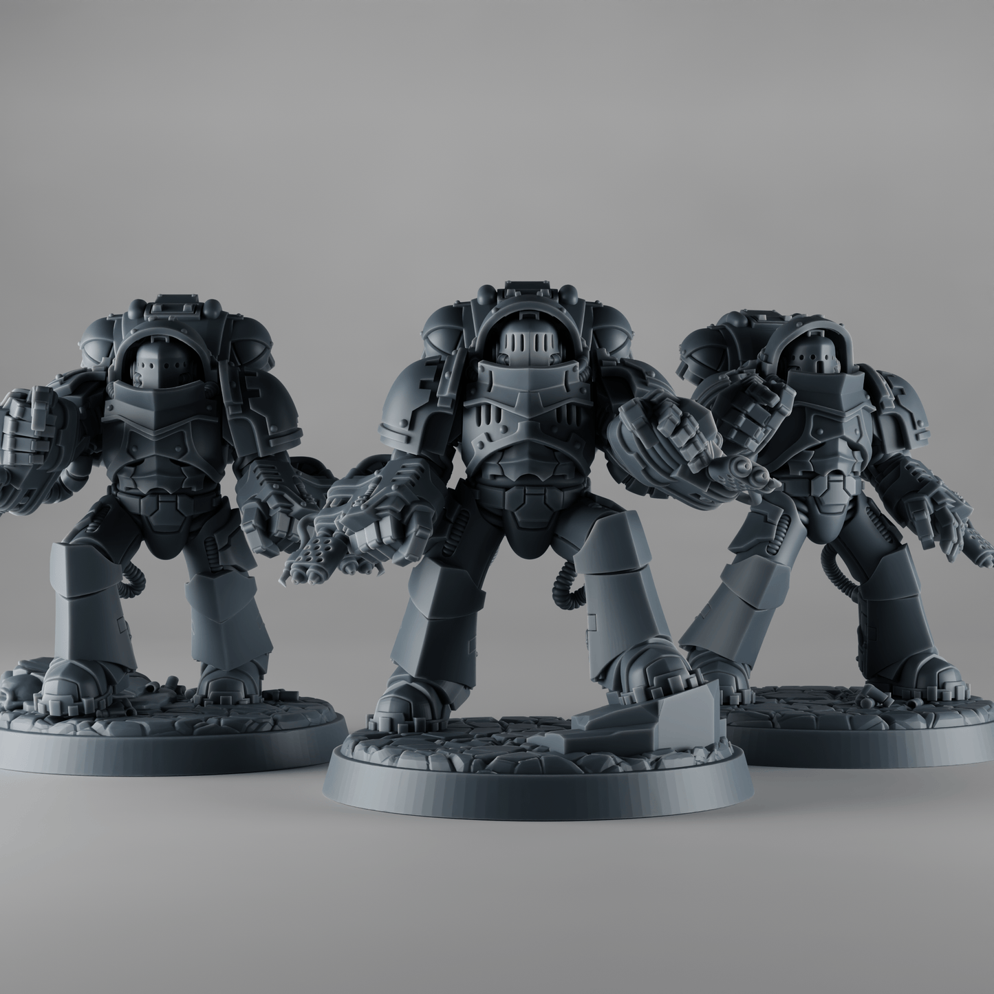 X3 Attackor Heavy Assault Squad x3 – Modular Kit with Flamers, Heavy Cannons & Gatlings – 32mm Grimdark Resin Miniatures [Sharkass Exclusive]