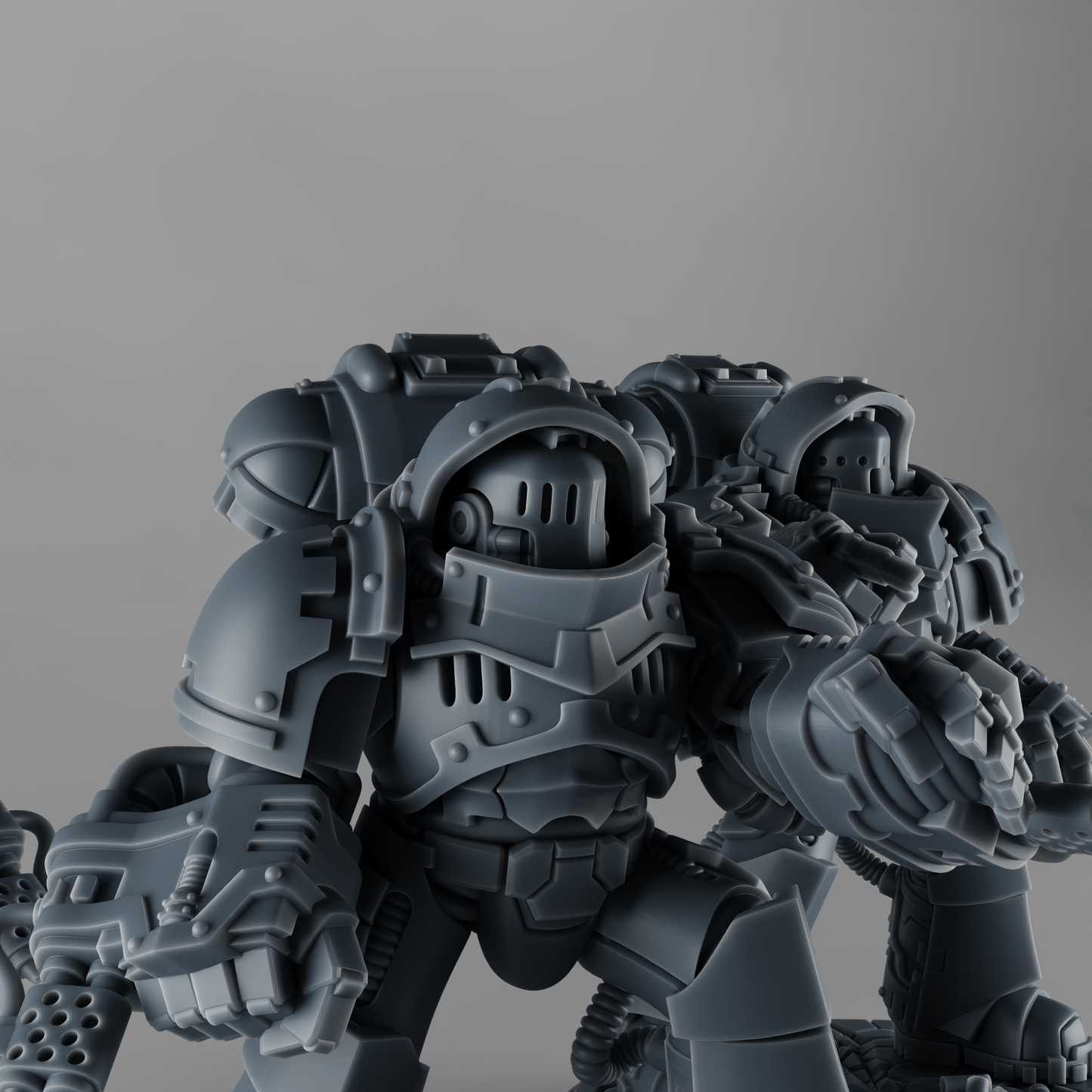 X3 Attackor Heavy Assault Squad x3 – Modular Kit with Flamers, Heavy Cannons & Gatlings – 32mm Grimdark Resin Miniatures [Sharkass Exclusive]