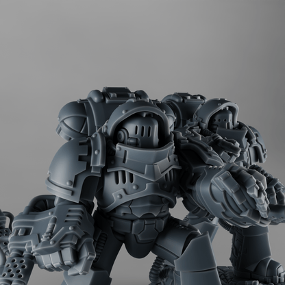 X3 Attackor Heavy Assault Squad x3 – Modular Kit with Flamers, Heavy Cannons & Gatlings – 32mm Grimdark Resin Miniatures [Sharkass Exclusive]