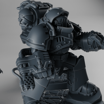 X3 Attackor Heavy Assault Squad x3 – Modular Kit with Flamers, Heavy Cannons & Gatlings – 32mm Grimdark Resin Miniatures [Sharkass Exclusive]