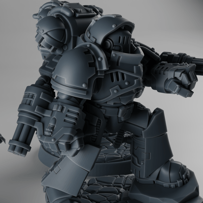 X3 Attackor Heavy Assault Squad x3 – Modular Kit with Flamers, Heavy Cannons & Gatlings – 32mm Grimdark Resin Miniatures [Sharkass Exclusive]