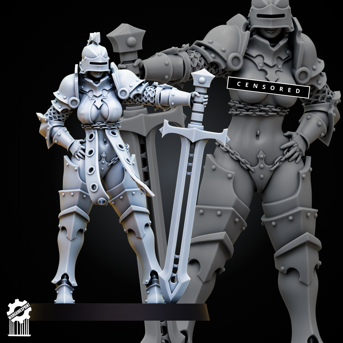 Sexy female Knight – Colossal Sword + NSFW - resin bit - Sharkass