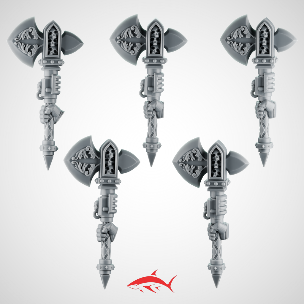 SET 1- Shadowguard Axes With Ornaments Greytide - Left - resin bit - Sharkass