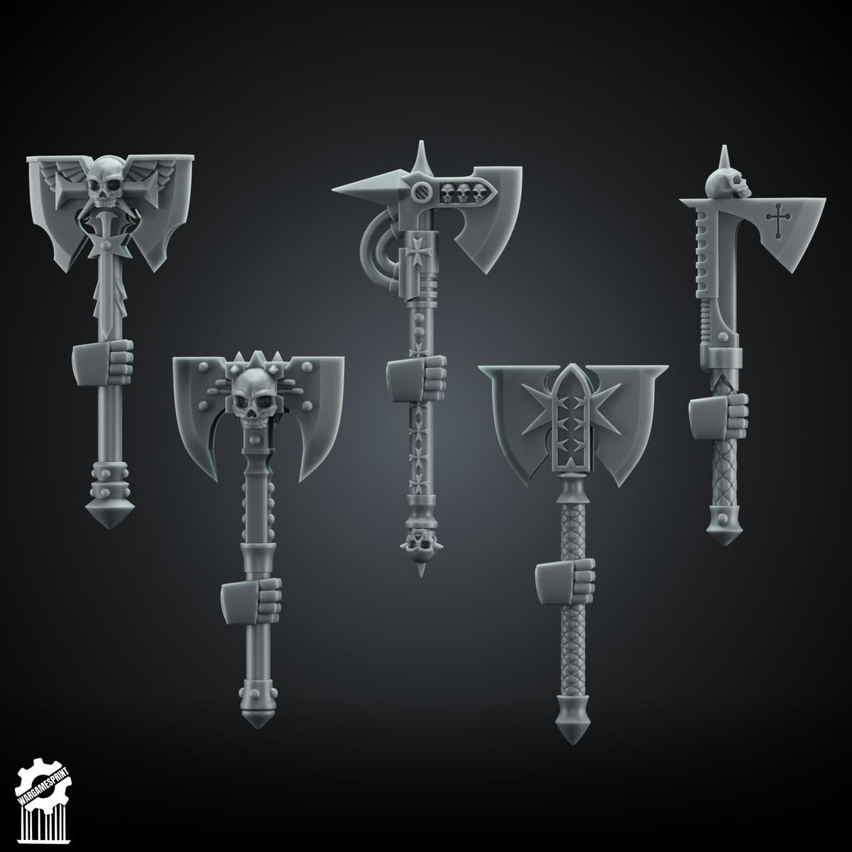Crusader Axe Kit Set 3 – Heroic 32mm Scale - resin bit - Sharkass