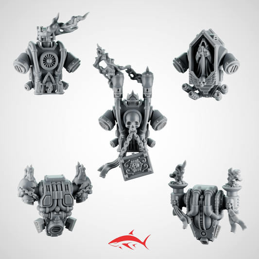 Set 1 - Backpack Space Crusader With Torches, Chains, Candles, and Skulls Greytide - Bits Ultra HD 14K