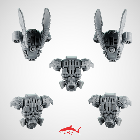 Set 1 - Backpack Fallen Angel With Eagles and Wings Greytide - Bits Ultra HD 14K