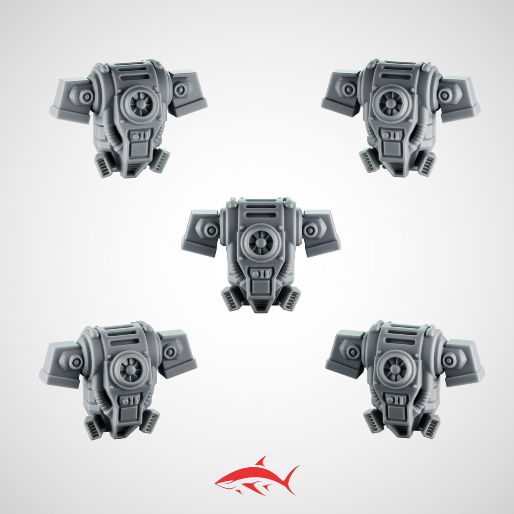 Set 1 - Backpack Generic With Rectangular Shape Greytide - resin bit - Sharkass