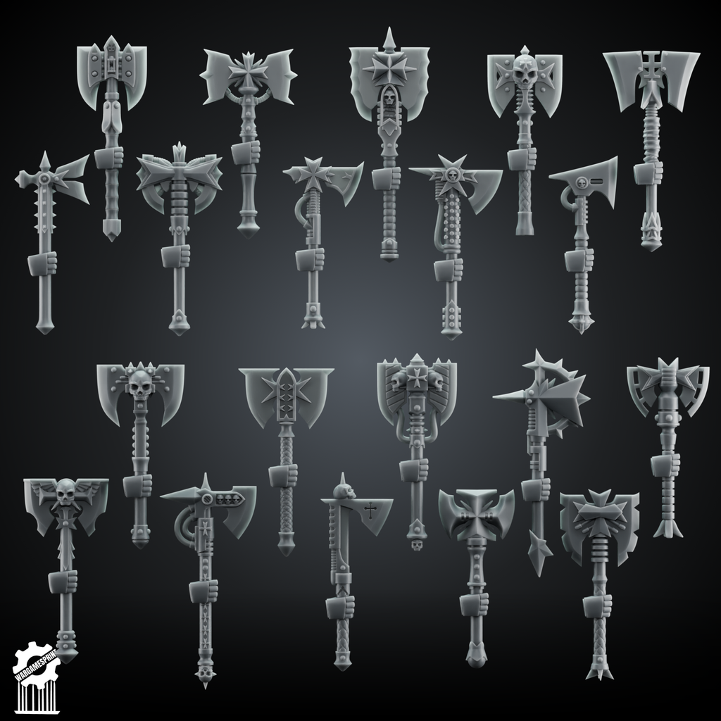 20x BUNDLE Crusader Axe Kit – Heroic 32mm Scale - resin bit - Sharkass