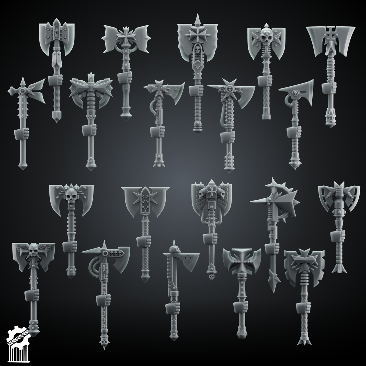 20x BUNDLE Crusader Axe Kit – Heroic 32mm Scale - resin bit - Sharkass