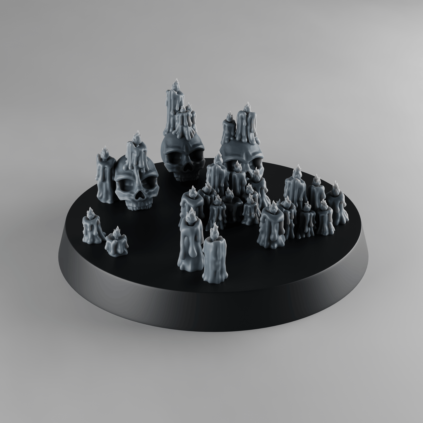 21 different parts grimdark Candle and Skull Kit – Decorative Bits for Kitbash – 32mm Miniature Terrain & Base Detail [Sharkass Exclusive]