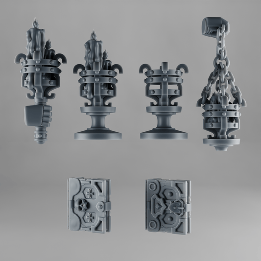 Gothic Book and Brazier Kit – 3D Printed Grimdark Bits for Dioramas, Bases & Kitbashing – 32mm Scale [Sharkass Exclusive]