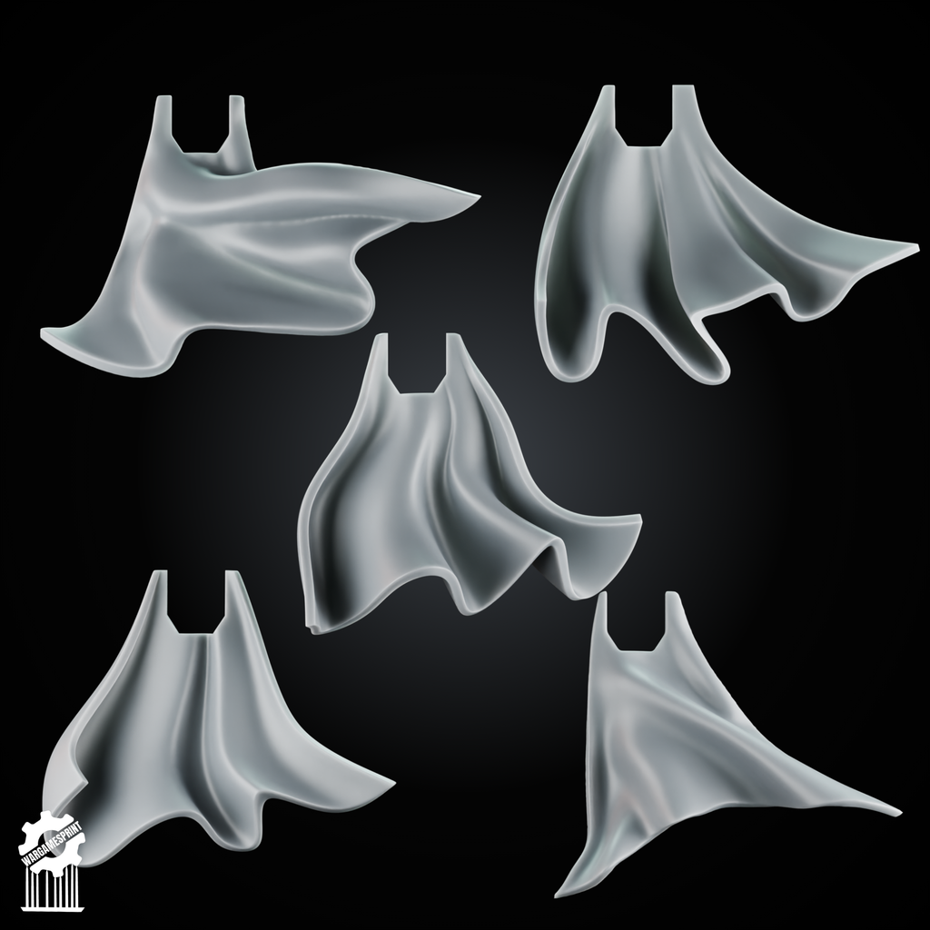 Neutral Cloak Set – 5 Simple Cape, Heroic 32mm Scale - resin bit - Sharkass