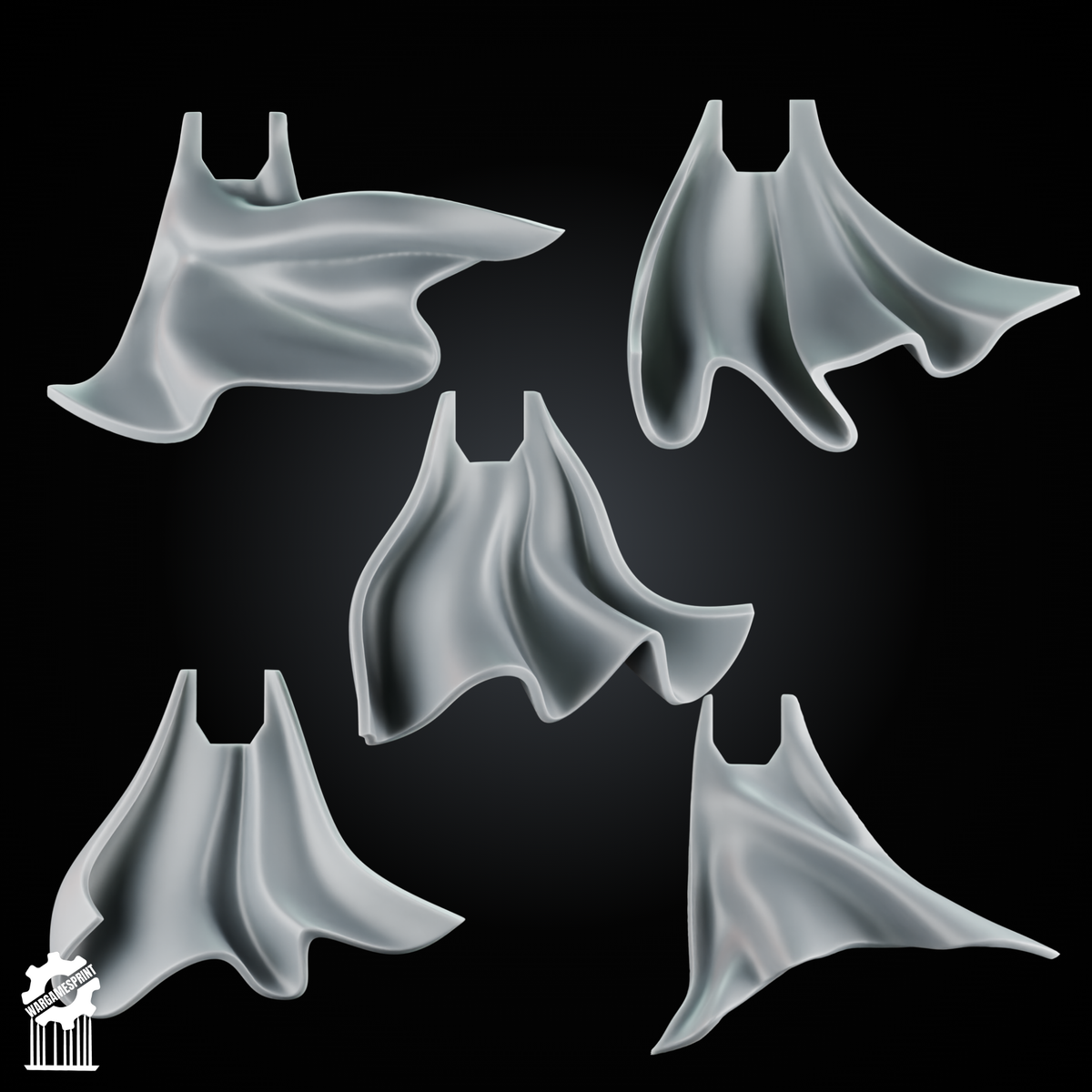Neutral Cloak Set – 5 Simple Cape, Heroic 32mm Scale - resin bit - Sharkass