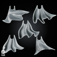 Neutral Cloak Set – 5 Simple Cape, Heroic 32mm Scale - resin bit - Sharkass