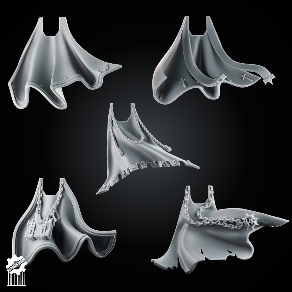 Shadowguard Cloak Set – 5 Gothic Capes + Heroic 32mm Scale - resin bit - Sharkass