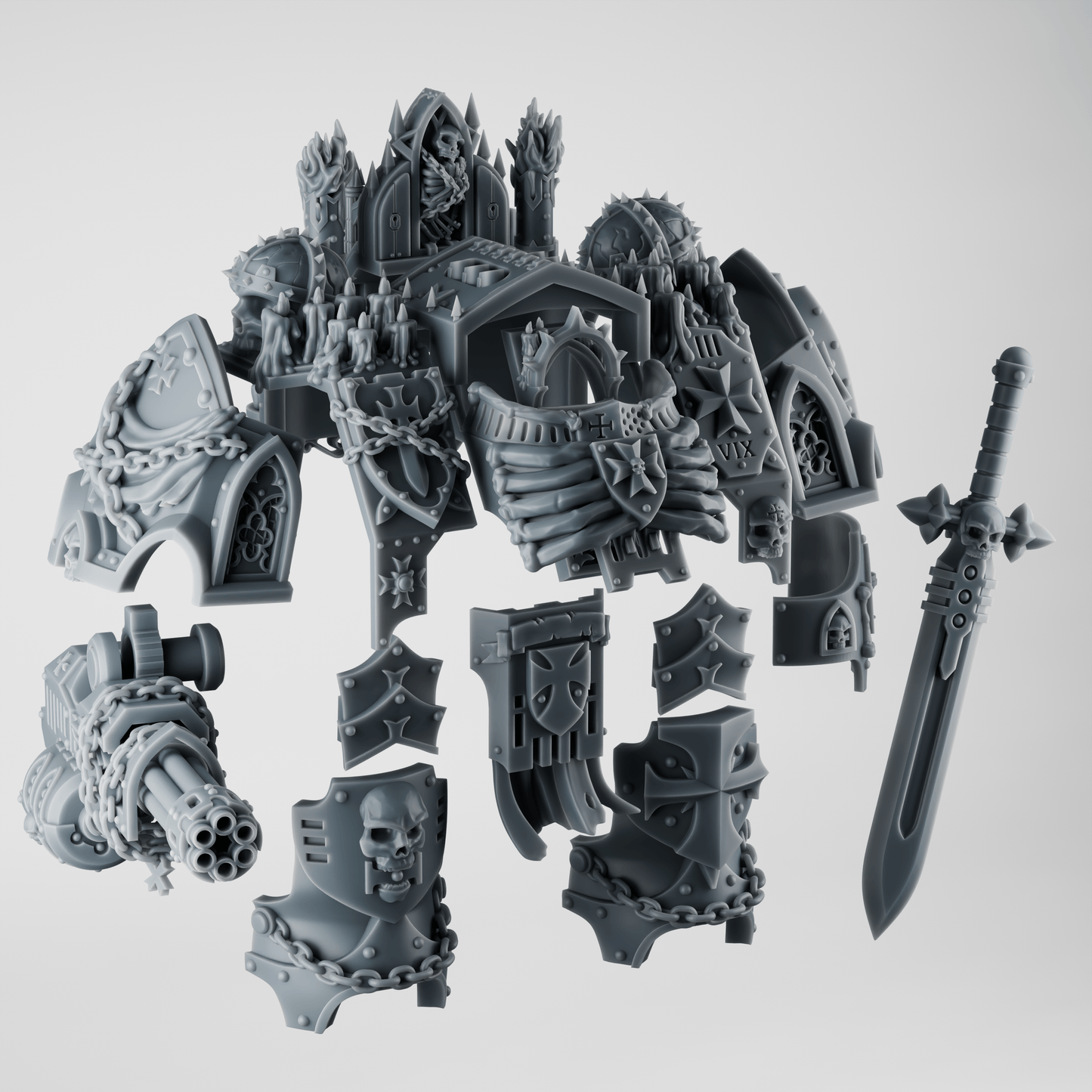 Mecha Black Crusader – 3D Printed Upgrade Kit (32mm Scale)