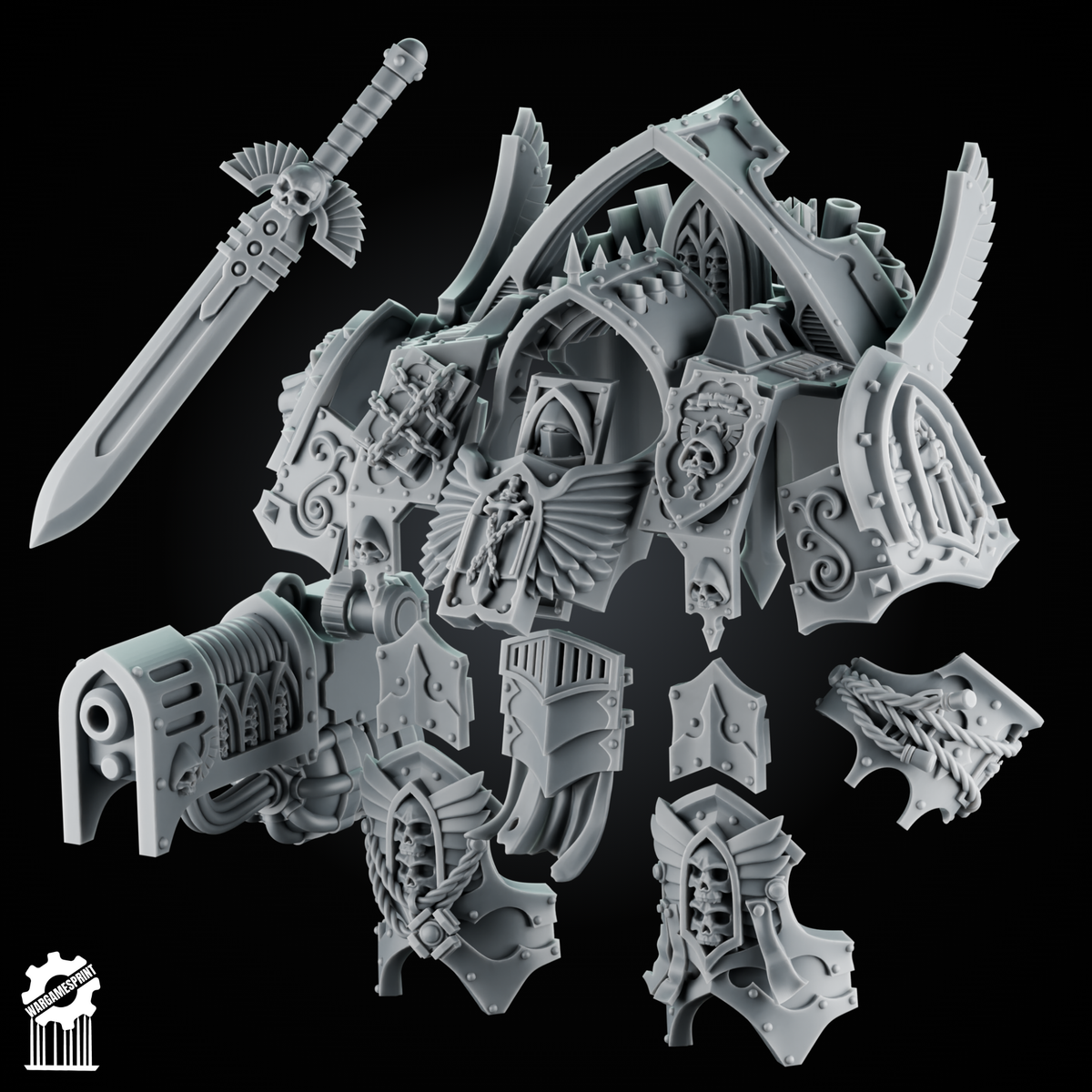 Crusader Sarcophagus Walker – Heavy War Machine Kit – Heroic 32mm Scale - resin bit - Sharkass