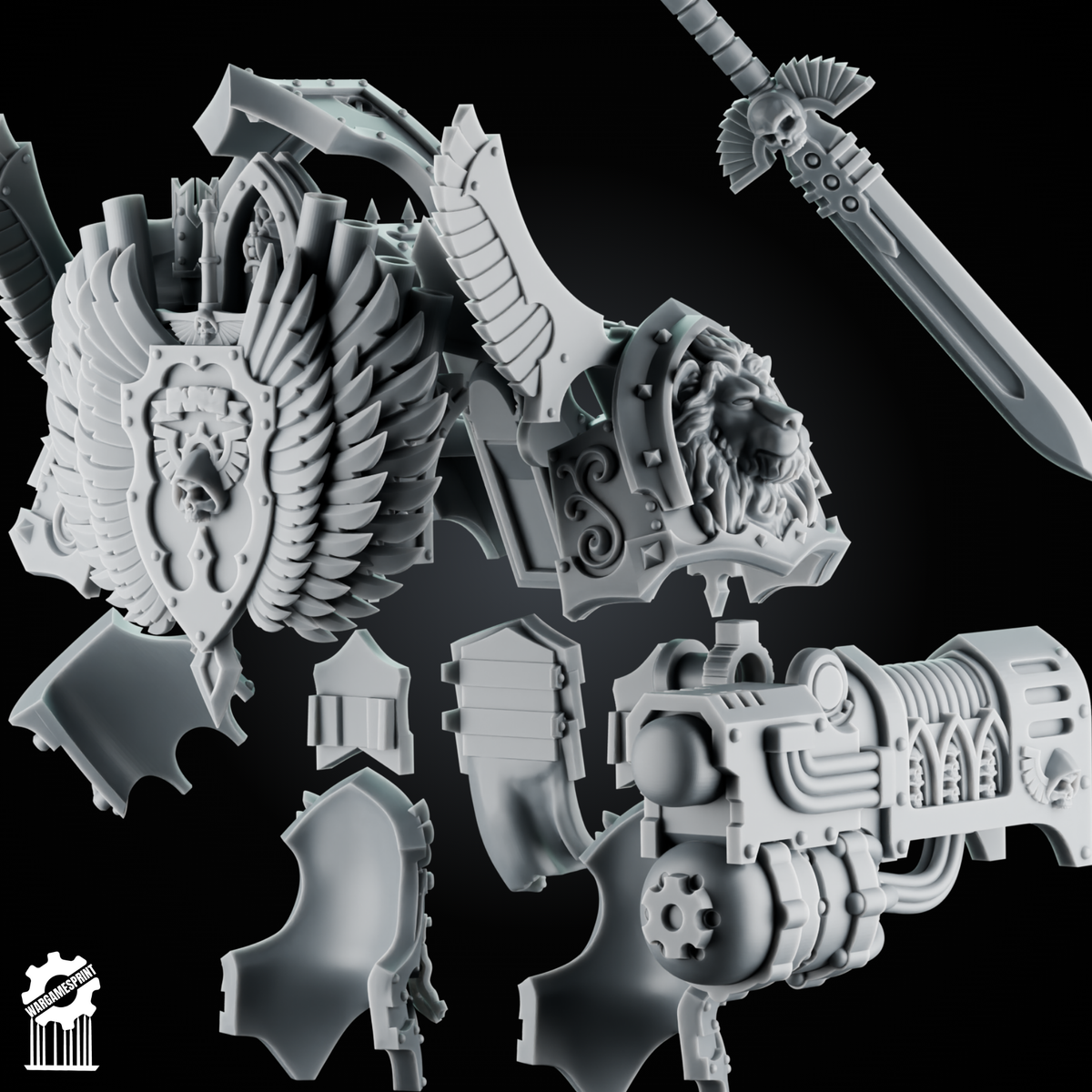 Crusader Sarcophagus Walker – Heavy War Machine Kit – Heroic 32mm Scale - resin bit - Sharkass