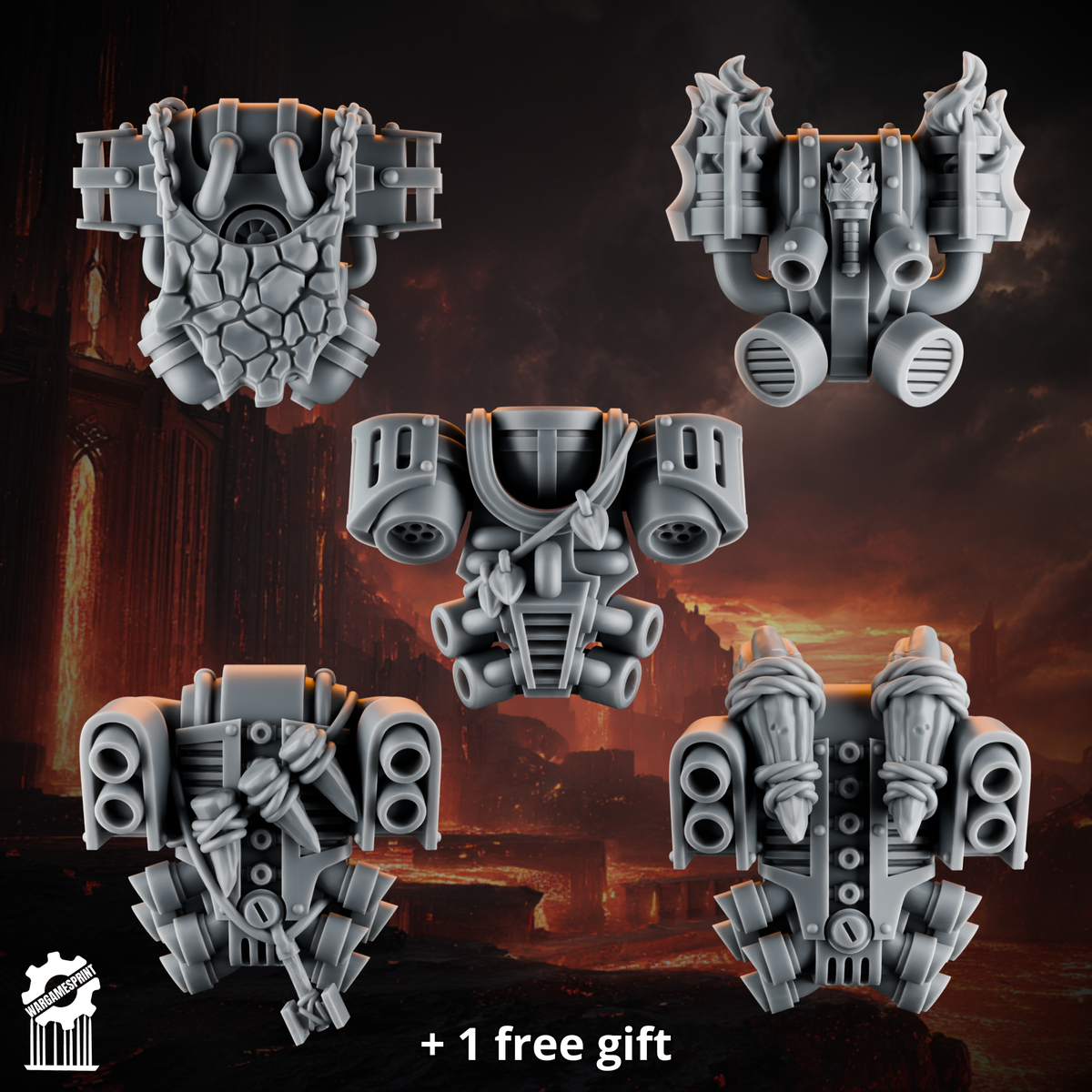 Emberforge back pack set 1 - Fire lizards - resin bit - Sharkass