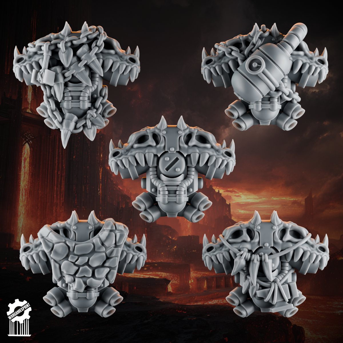 Emberforge back pack set 2 - Fire lizards - resin bit - Sharkass