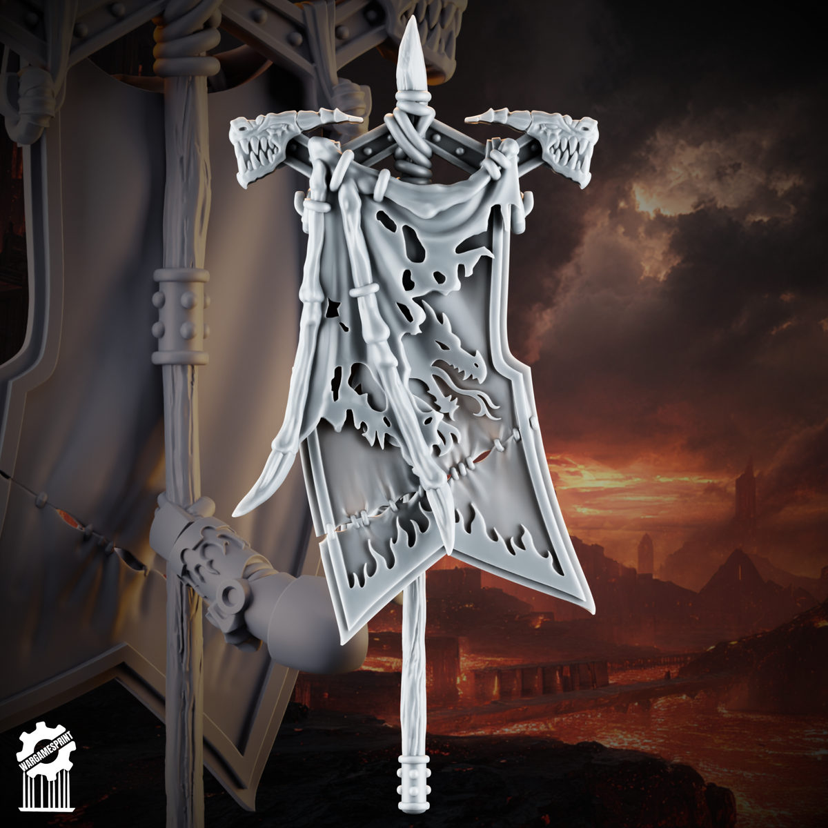 Emberforge big banner - Fire lizards - resin bit - Sharkass